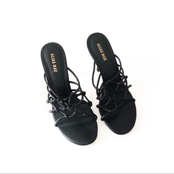 Alias Mae Meg Black Leather Heeled Sandals 37 - Picture 5 of 8